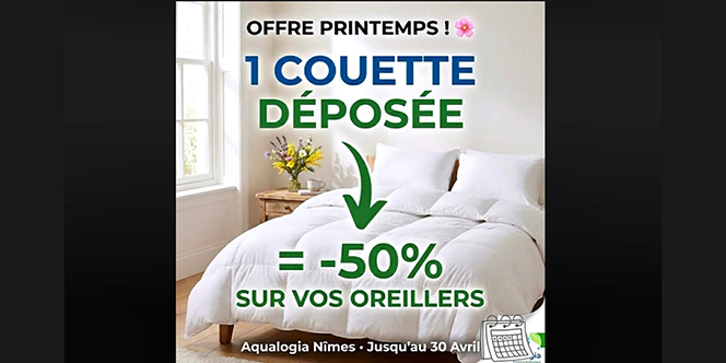 Aqualogia Nîmes Pressing à Nîmes • offre Printemps pour le nettoyage de votre couette jusqu'au 30 avril.