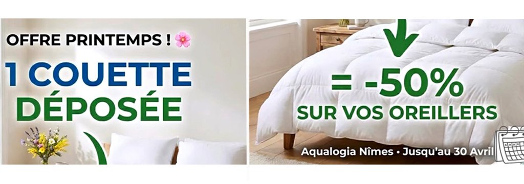 Aqualogia Nîmes Pressing à Nîmes • offre Printemps pour le nettoyage de votre couette jusqu'au 30 avril.